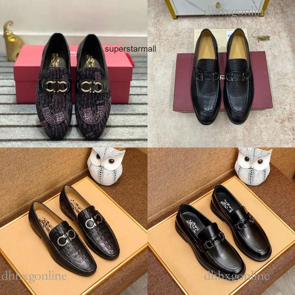 Luxe Feragamo hommes chaussures chaudes vente chaussures en cuir haut à la mode en cuir véritable veau ferr hommes concepteur ABZJ