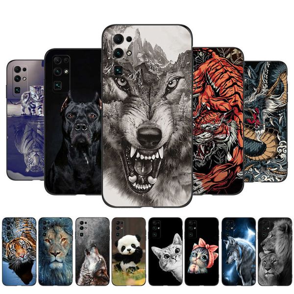 Pour HONOR 30 étui 6.53 pouces BMH-AN10 coque arrière de téléphone pour Huawei Honor Honor30 pare-chocs noir étui en polyuréthane thermoplastique Lion loup tigre Dragon