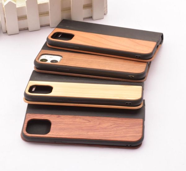 Étuis magnétiques en bois à rabat de luxe, portefeuille en cuir, coque de téléphone en bois pour iPhone 13 12 pro max2038793