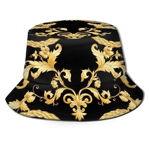 Luxe bloemenpatroon Bloemen Golden Fishermans Women Women Fashion Summer Hiking S For Girls Ladies Outdoor Sun Hat Dropship 220617