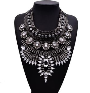 Luxe Bloem Bib Kristallen Ketting Boho Kraag Ketting voor Vrouwen Kostuum Sieraden Kerstcadeau 1Pc 4 Kleuren4998485