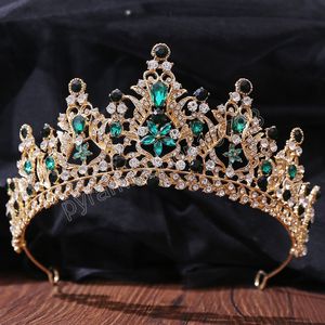 Corona de flores de lujo para novia, Tiaras de cristal para mujer, tocado de boda con diamantes de imitación, diadema de cumpleaños, joyería para el cabello para desfile