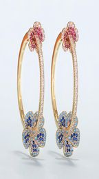 Pendientes de flores de lujo para mujeres Color de circón Pendientes redondos de aro de oro Xiumeiyizu New Jewelry entera Brasil CX200809747205