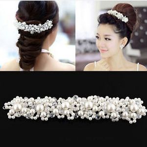 Diadema de perlas de imitación de flores de lujo, pinzas para el cabello hechas a mano, diadema de cristal, corona, novia, boda, pasadores para mujeres, Tiara, accesorios para la cabeza para niños