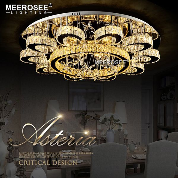Lámparas de cristal con forma de flor de lujo, accesorios de iluminación para interiores, lámpara de techo LED redonda, lustres, sala de estar, luz de hotel, empotrada