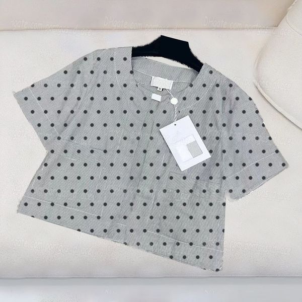 Polka dot femmes chemisier chemise Designer à manches courtes à manches courtes à manches courtes élégantes Luxury Grey Dame Shirts