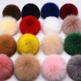 Luxury Fluffy Real Fox Fur Ball Pompom 9cm Pomposición de piñones genuinos para sombreros Bolsas Bufffing Pom Crafts Accesorios
