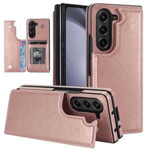 Étui de téléphone de luxe Folio Vintage en cuir Vogue pour Samsung Galaxy Z pliable Fold5 Fold4 Fold3 5G Durable mince plusieurs emplacements pour cartes portefeuille pochette béquille pliable