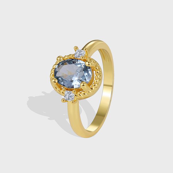 Luxe France Style Ovale Zircon Insert Band Ring Femmes Bague De Mariage Fiançailles Cadeau Bijoux