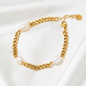 Bracelet de perles d'eau douce de luxe bracelets de chaîne en laiton bijoux pour femmes cadeau