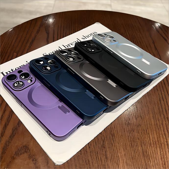 Luxury Frosted Phone Case For IPhone 15 14 13 12 11 Pro Max Magnetic Wireless Charging With Lens Protector Cover Gift For Birthday Christmas