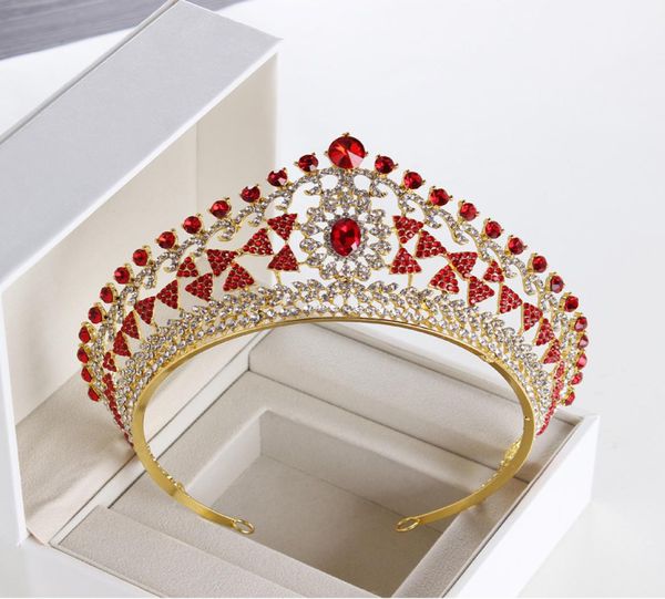 Tiaras de círculo completo de lujo desfile de diamantes de imitación austriacos claros rey reina princesa coronas boda novias novias corona fiesta HeadPiec7076677
