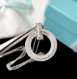 Luxe volledige diamanten kristallen hanger T-ketting Merk klassieke designer ketting voor dames Mode Koreaanse vergulde 18K gouden kettingen Sieraden Geschenken van hoge kwaliteit