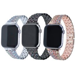 Bracelet de luxe à lanières de diamants pour Apple Watch Ultra 49mm Bandes 41mm 45mm 40mm 44MM Mode Femmes Bracelet en acier inoxydable Bracelet iWatch 8 7 6 SE 5 4 3 38mm 42MM