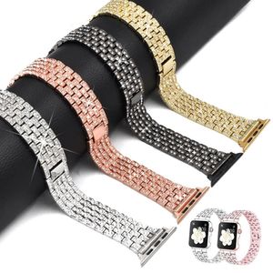 Bracelet de luxe à lanières de diamants pour Apple Watch Ultra 49mm Series 41mm 45mm 40mm 44MM Bracelet de montre en acier inoxydable pour femme iWatch band 8 7 6 SE 5 4 3 2 1 38mm 42MM Strap