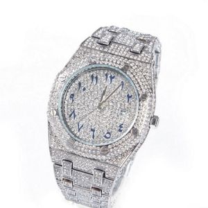 Luxury Full Diamond Watch Gold Watchs Designer Mens Watch Watch Fashion Arabe Wrist Warses220X