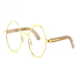 Luxury Full Frames Rounds Sunglasses avec des lunettes de soleil en bois de bambou beige Styles d'été verres de corne de corne pour hommes femmes avec origine3210485