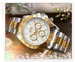 Luxe volledig functionele herenhorloge stopwatch weekkalender roestvrij staal casual business quartz horloge Orologio di lusso geschenken