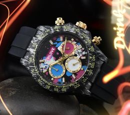 hommes de luxe complets fonctionnels montres 43mm Mouvement À Quartz Mâle Horloge Montre Caoutchouc Ceinture Marbre Fleurs Cas Rétro Populaire Montre-Bracelet Cadeaux