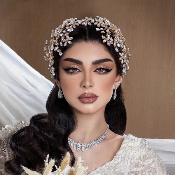 Luxury Full Rhingestone Wedding Hair Clips Bridal Headwear Bride Headpiece Party Prom Hair Accessories Girl Femmes Bandeau Zd414