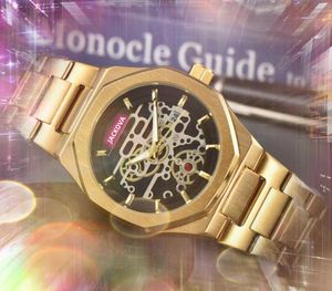 Luxe volledig roestvrijstalen horloges Japan quartz batterij diamanten ring multifunctionele stopwatch naald saffier lens holle skelet wijzerplaat horloge montre de luxe