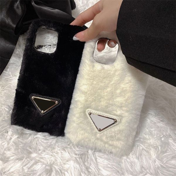 Luxe Fuzzy Iphone 13 Phonecase Designer Téléphone Couvre Hiver Fluffy Téléphones Cas Mode Blanc Couvre Pour Iphone 13Promax 12 11