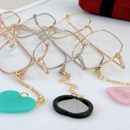 Nouveau luxe Loveheart pendentif chaîne lunettes cadre femmes métal multi-forme fullrim 54-16-145 pour lunettes de vue lunettes design fullset case