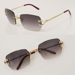 Luxe gafas de sol Metalen Randloze Mode Zonnebril Mannelijke Rijbril C Decoratie Hoge Kwaliteit Designer 18K Gouden Frame UV400 Zonnebril Dames Maat 58-21-140mm