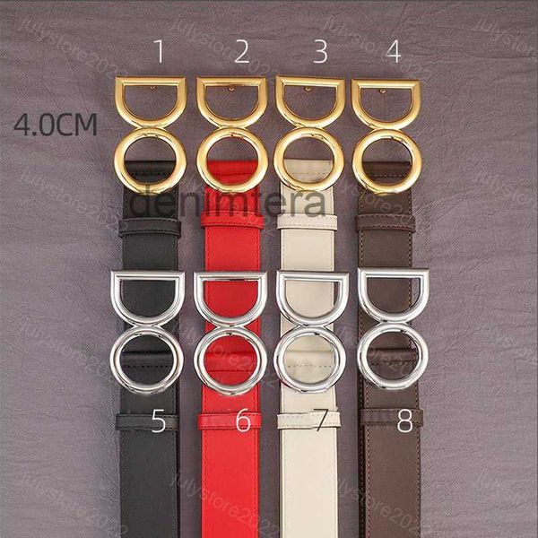 Cinturones de cuero genuino de lujo Moda para hombre Cinturón de diseñador Cintura Ceintures Smooth Gold g Hebilla Mujer Cintura Ancho 4.0 cm Cinturones rojos JU6T