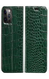 Luxury Genuine Leather Book Flip Cajones para iPhone 12 Pro Max 7Plus 8 12 Mini Mini Magnetic Crocodile Cover Fondo para iPhone 11 Pro MAX2656094