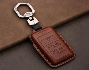 Couverture du boîtier de clés de voiture en cuir authentique de luxe pour jaguar xel xfl rythme xf accessoires automobiles porte-portefeuille sac de porte-clés de carter de vache 220228654737