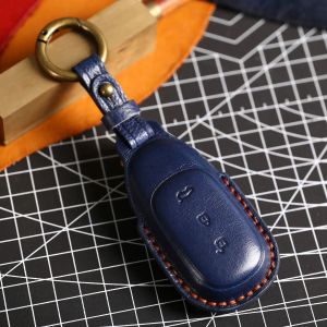 Luxe Echt Lederen Autosleutel Cover 3 Knoppen Sleutelhanger Shell voor Toonaangevende Ideaal Een Li Auto L9 2022 Smart sleutelhanger Houder Fob Case