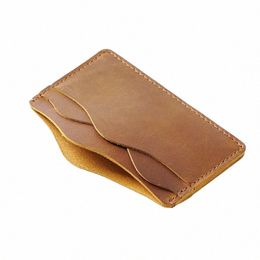 Luxe echte lederen creditcardhouder Crazy Horse Leather Card Wallet ID -kaart met 5 slots bruiloft Verjaardag cadeau 98HN#