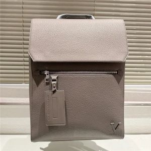 Sac à dos de luxe en cuir véritable pour hommes, sac à dos de voyage en cuir de vache, sac classique pour ordinateur portable, sac à dos uni, fourre-tout à bandoulière 24351BF