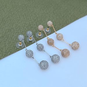 Luxe geometrie Ball Lange Tassel Designer oorbellen voor vrouwen 18K Gold Crystal CZ Zirkon Diamant -nummers hebben Oorbellen Dange Oorring Earingen Oorringen sieraden