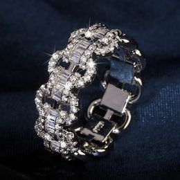 luxe géométrie designer brillant cristal amour bande anneaux pour les femmes charme creux fiançailles moissanite bling bague en diamant bijoux beau cadeau