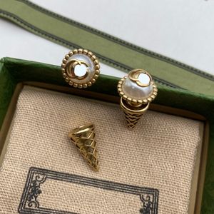 Luxury GG Vintage Color Pearl Diamond Stud Designer Fomen Femmes Boucles d'oreilles Hoop ALPHABET MORTILLES DE MOGURES D'OREL