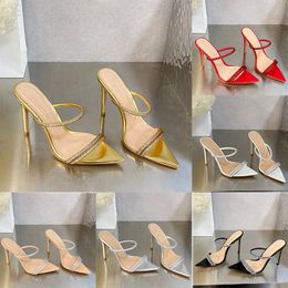 Luxury Gianvito Rossi strassons Mule Mule Sandales Sandales Talons Stilletto Talons ouverts Designers pour femmes en cuir Sole-semelle extérieure Chaussures Footwear Footwear