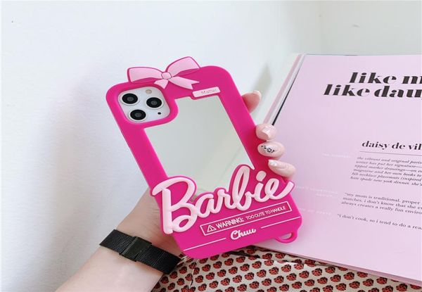 Funda de silicona suave con espejo de Barbie rosa dulce y lindo a la moda para chica de lujo para Samsung Galaxy Note 10 9 S20 Ultra S10 S9 Plus para 7779374