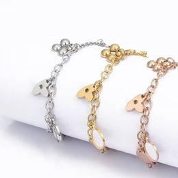 Luxe Fille femmes 19.5cm fleur V bracelets 316L Titane Acier Amour Designer Argent Or Rose logo original graver bracelet Bijoux De Mode Lady Party