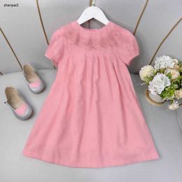 Les filles de luxe habillent les vêtements de marque pour enfants jupe fille Taille 100-160 CM Robe de princesse Fleur col brodé bébé redingote 24Mar