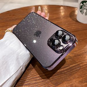 Luxe glitter Bling Crystal Rhinestone Phone Case voor iPhone 15 Pro Max 13 12 11 14 Lady Plating Camera Anti-Drop Soft Cover