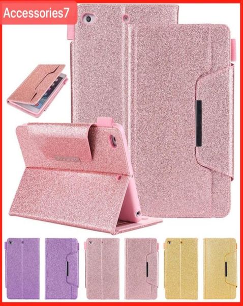 Luxury Glitter Bling Magnético Flip Wakes Sleeple Cuero Tarjeta de cuero Soporte de la carcasa de la carcasa a prueba de choque para Apple iPad 5 6 Air 2 Mini6428050