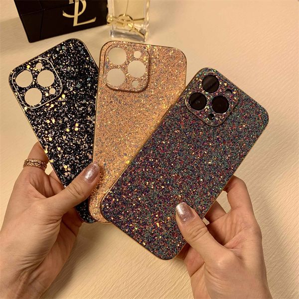 Coque de téléphone pare-chocs en TPU galvanisé à paillettes de luxe, coque brillante pour iPhone 14 Plus 12 13 Pro Max