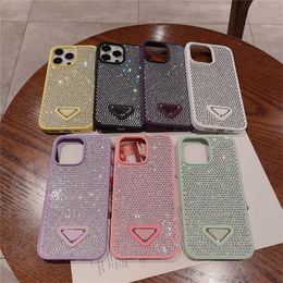 Luxe glitter iPhone-hoesjes voor iPhone 15 14 Pro Max 15Pro 14Plus 13 12 11 Designer Bling Sparkling Rhinestone Diamond Jewelled 3D Crystal Triangle P Dames