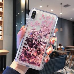 Luxe Glitter Vloeibare Quicksand Love Pailletten Telefoon Case TPU Soft Edge Anti-Fall Back Cover Case voor iPhone 11Promax en Samsung S20 +