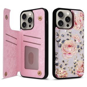 Luxe glitter magnetische folio bloem telefoonhoes voor iPhone 15 Plus 14 13 12 11 Pro Max XR XS Sparkle meerdere kaartsleuven lederen portemonnee standaard achterkant schokbestendig