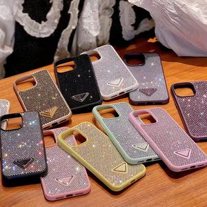 Étuis de téléphone à paillettes de luxe pour iPhone 15 14 Pro Max i 14 11 13promax 13 14Pro Designer de mode Bling Sparkling Strass Diamant Bijoux 3D Cristal Femmes Couverture arrière