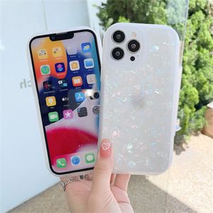 Fundas de teléfono con textura de carcasa de purpurina de lujo para iPhone 13 12 11 Pro Max X XR XS Max 7 8 Plus SE cubierta trasera IMD suave de Color sólido