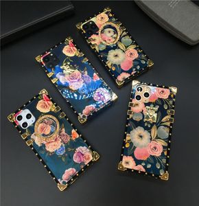 Luxury Glitter Squitef Square Cuble Vintage Flower Foot para Samsung Galaxy Note 20 Ultra 10 9 8 8 S10 S20 más S8 S9 A10 A20 A71 A51 A70 CAS8084993